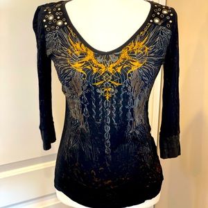 Miss me three quarter sleeve top medium